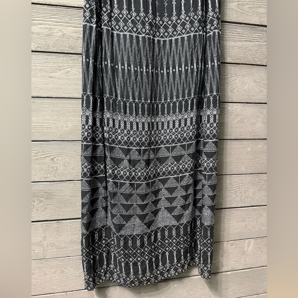 H&M Black White Beaded Top Boho Print Maxi Dress Sz 8 Summer Vacation Resort - Picture 9 of 11